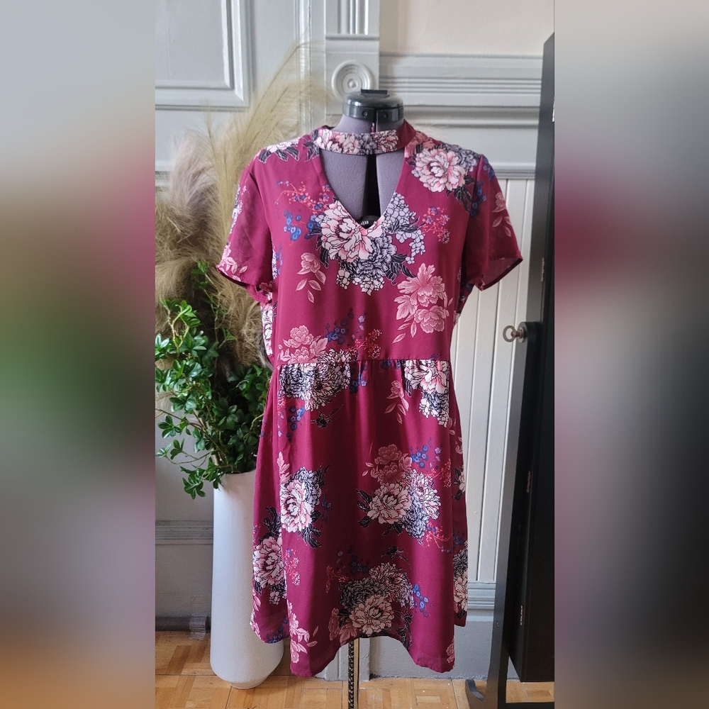 Burgundy floral dress